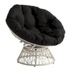 Papasan Chair with Round Pillow Cushion and Cream Wicker Weave