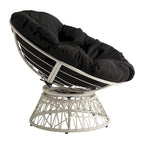 Papasan Chair with Round Pillow Cushion and Cream Wicker Weave