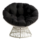 Papasan Chair with Round Pillow Cushion and Cream Wicker Weave