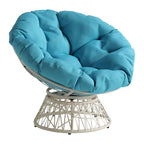 Papasan Chair with Round Pillow Cushion and Cream Wicker Weave