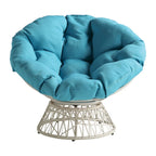 Papasan Chair with Round Pillow Cushion and Cream Wicker Weave