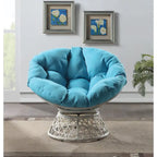 Papasan Chair with Round Pillow Cushion and Cream Wicker Weave