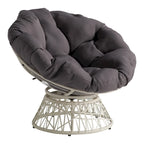 Papasan Chair with Round Pillow Cushion and Cream Wicker Weave