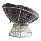 Papasan Chair with Round Pillow Cushion and Cream Wicker Weave