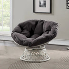 Papasan Chair with Round Pillow Cushion and Cream Wicker Weave