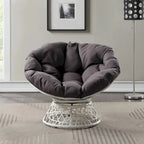 Papasan Chair with Round Pillow Cushion and Cream Wicker Weave