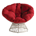 Papasan Chair with Round Pillow Cushion and Cream Wicker Weave