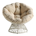 Papasan Chair with Round Pillow Cushion and Cream Wicker Weave