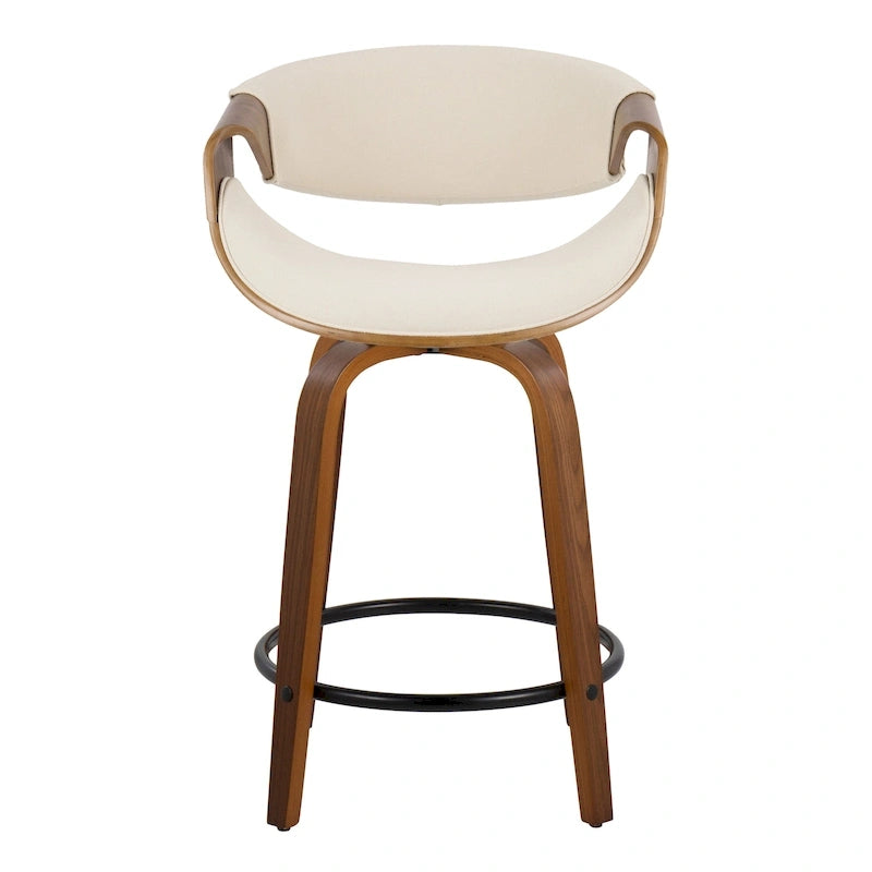Carson Carrington Sauda 24 Fixed-Height Counter Stools with Bent Wood Legs & Round Footrest (Set of 2)