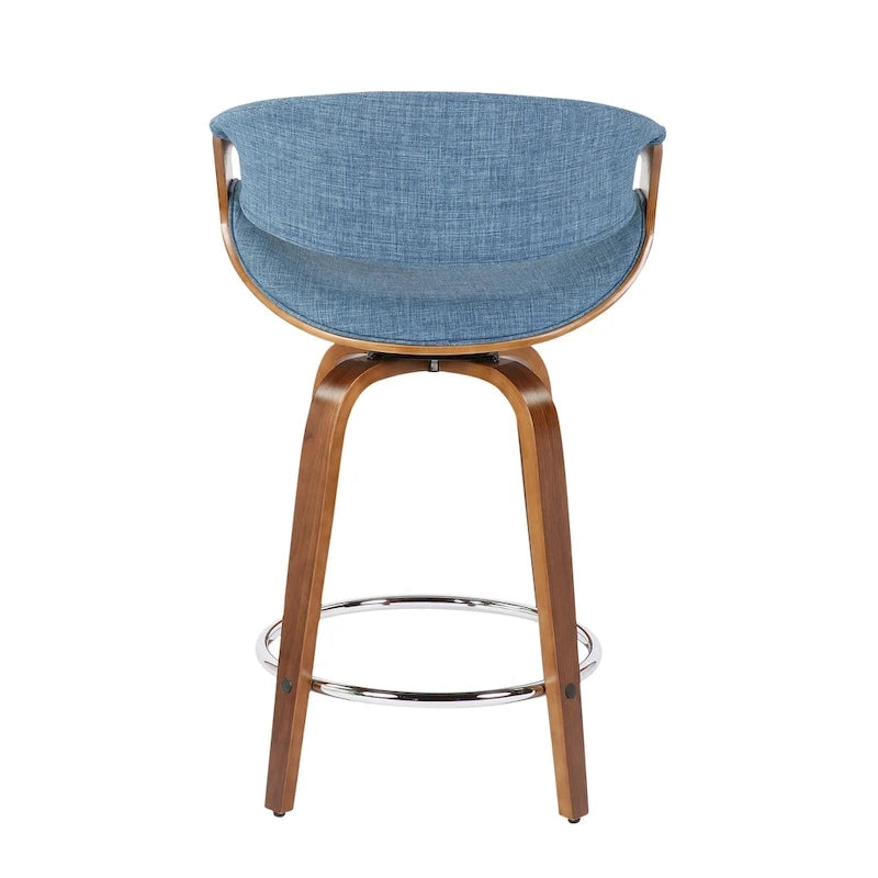 Carson Carrington Sauda 24 Fixed-Height Counter Stools with Bent Wood Legs & Round Footrest (Set of 2)