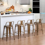 Industrial bar stools Set of 4Metal Bar Stools