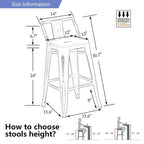 Industrial bar stools Set of 4Metal Bar Stools