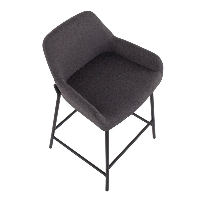 Carbon Loft Galotti Black Fixed-Height Upholstered Counter Stool - Set of 2