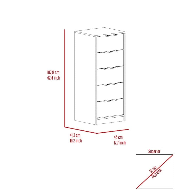 TUHOME Kaia 5 Drawer Dresser, Vertical Dresser