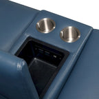 Steve Silver Top Grain Leather Ocean Blue Power Reclining Console Loveseat