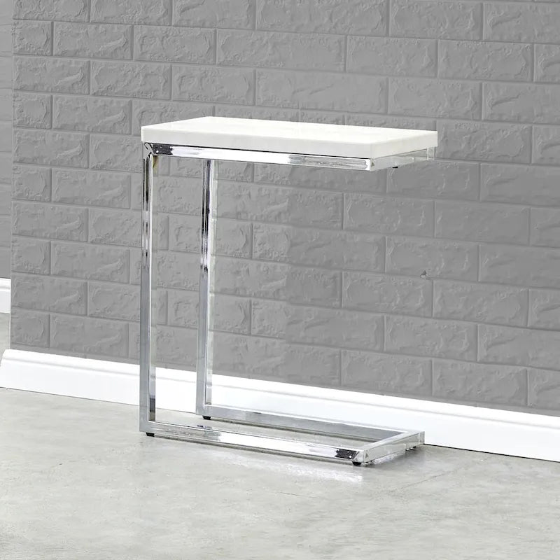 Steve Silver Eden White Marble Top Chairside Table