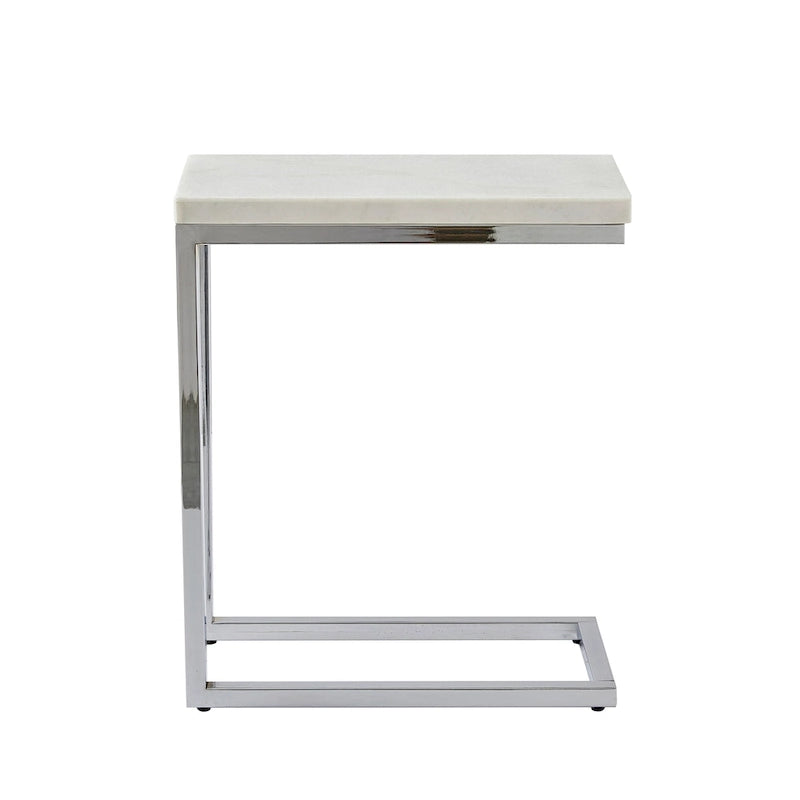 Steve Silver Eden White Marble Top Chairside Table