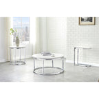 Steve Silver Eden White Marble Top Chairside Table