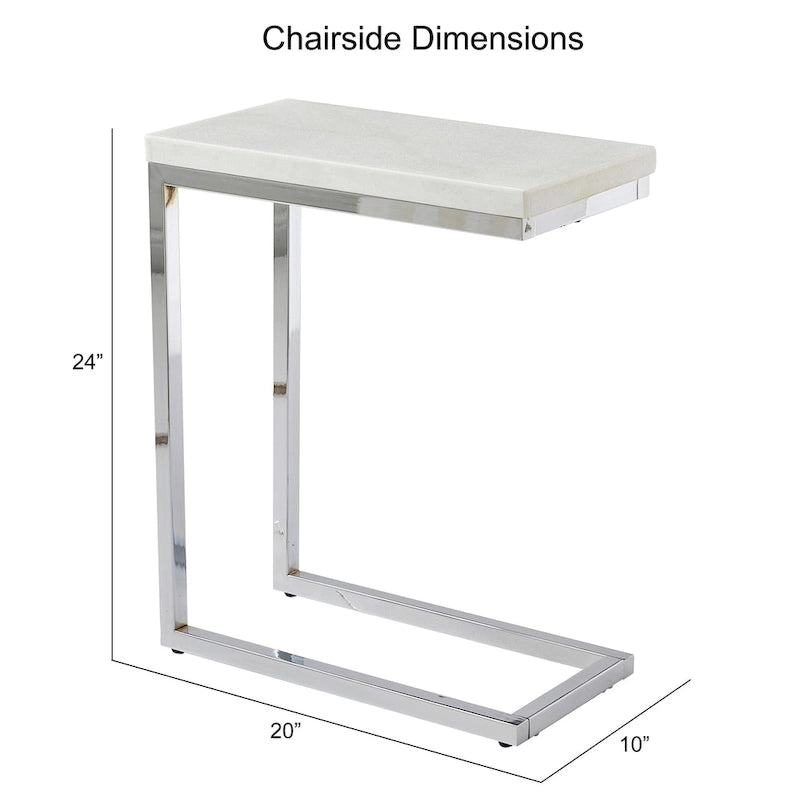 Steve Silver Eden White Marble Top Chairside Table