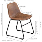 Home Beyond Set of 2 Pcs Synthetic Leather Upholstered Dining Chairs Armlesss with Metal Frame UC-13BRN