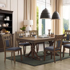 Modern Farmhouse Natural Rubberwood Upholstered Gray Dining Chair, Set of 2