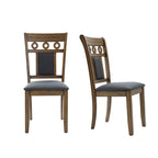 Modern Farmhouse Natural Rubberwood Upholstered Gray Dining Chair, Set of 2