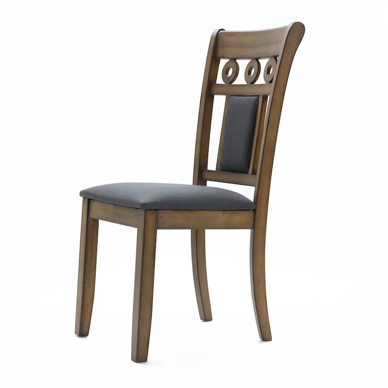 Modern Farmhouse Natural Rubberwood Upholstered Gray Dining Chair, Set of 2