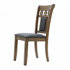 Modern Farmhouse Natural Rubberwood Upholstered Gray Dining Chair, Set of 2