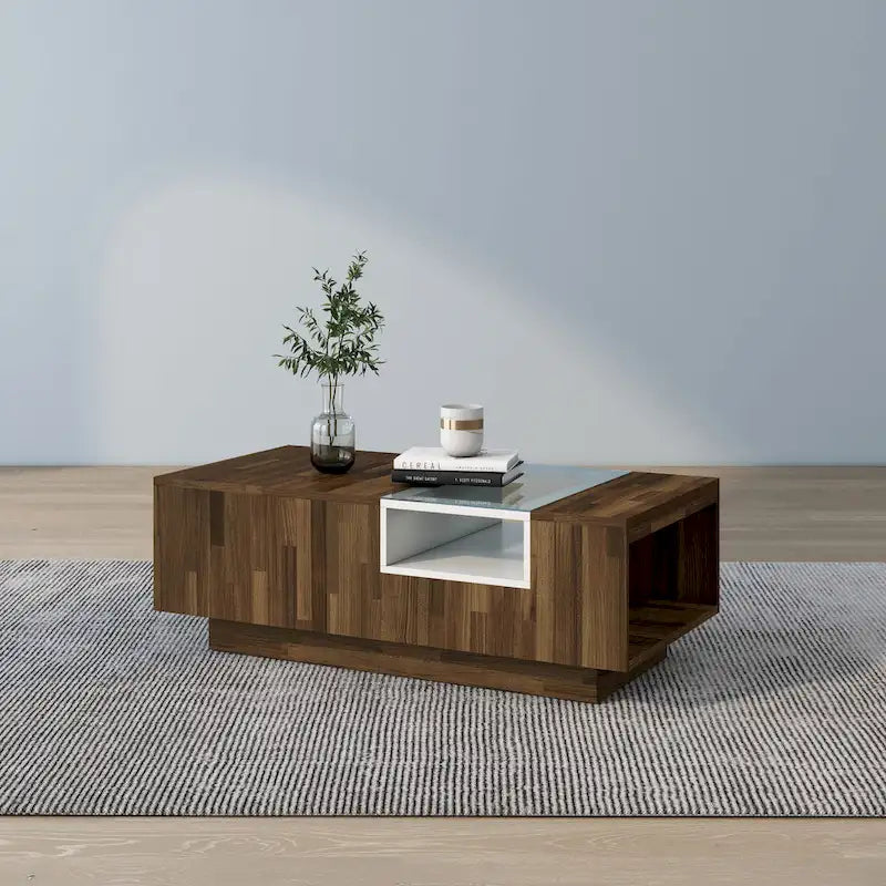 DH BASIC Modern Light Hickory 47-inch Two-tone 3-shelf Coffee Table by Denhour