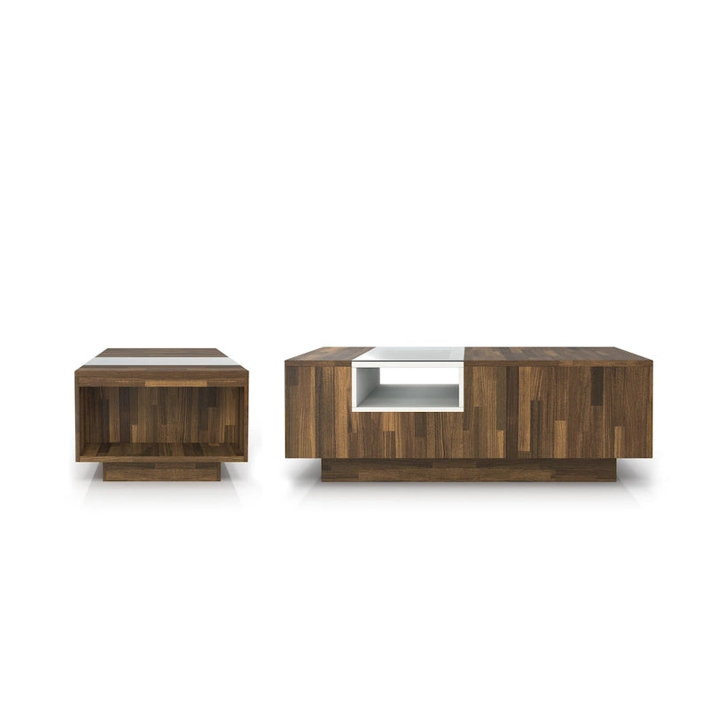 DH BASIC Modern Light Hickory 47-inch Two-tone 3-shelf Coffee Table by Denhour