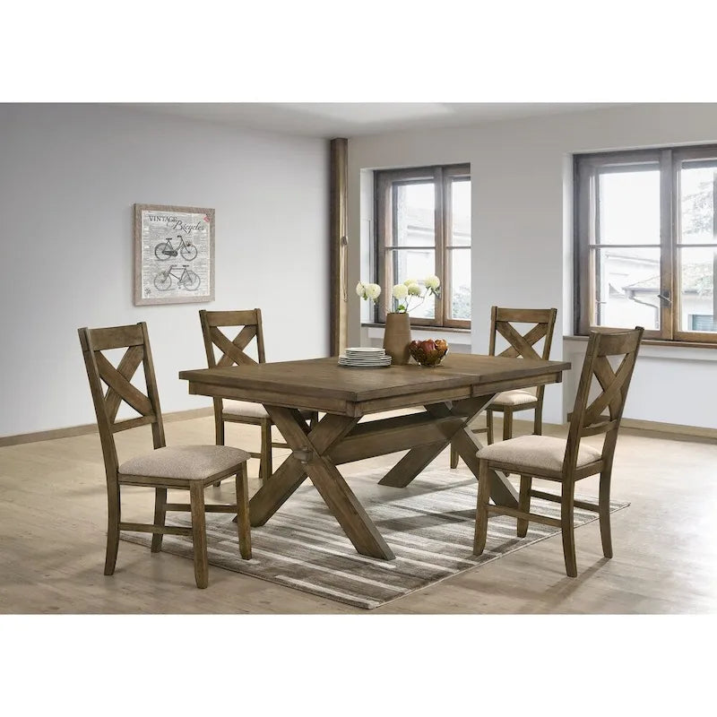 Roundhill Furniture Raven Wood Fabric Upholstered Dining Chair (Set of 2)