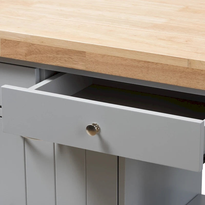 The Gray Barn Muckross Farmhouse Grey Wood Kitchen Cart