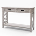 Grey Washed Wood 2-Drawer 1-Shelf Console and Entry Table - 32.7 H x 47.2 W x 13.8 D