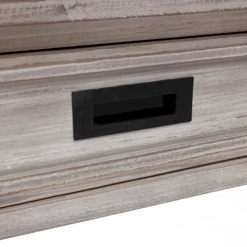 Grey Washed Wood 2-Drawer 1-Shelf Console and Entry Table - 32.7 H x 47.2 W x 13.8 D