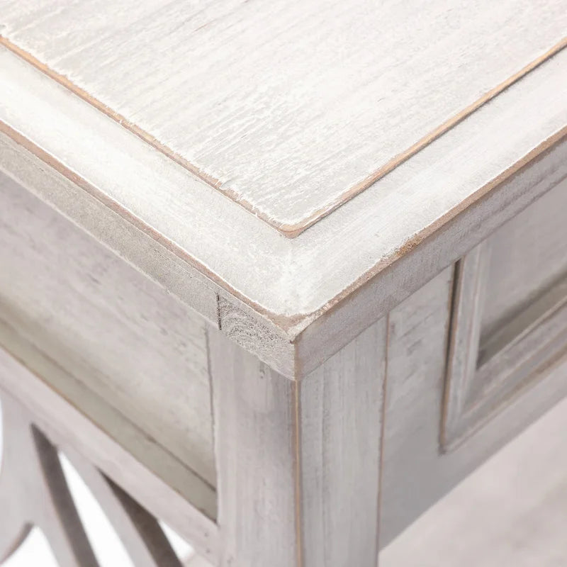 Grey Washed Wood 2-Drawer 1-Shelf Console and Entry Table - 32.7 H x 47.2 W x 13.8 D