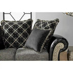 Roundhill Furniture San Marino 2-Tone Fabric Wooden Frame Sofa and Loveseat with 3 Tables Set in Ebony