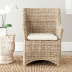 SAFAVIEH St. Thomas Wicker Washed Brown Wingback Arm Chair (Fully Assembled)