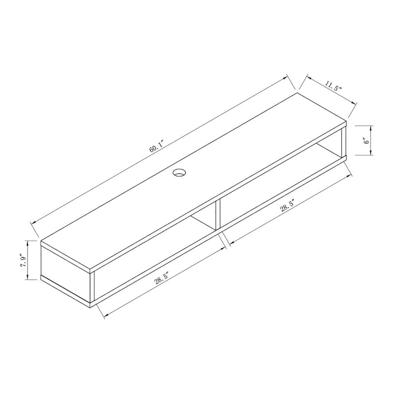 DH BASIC Wall-Mounted Gray 60 Open Shelf TV Console by Denhour