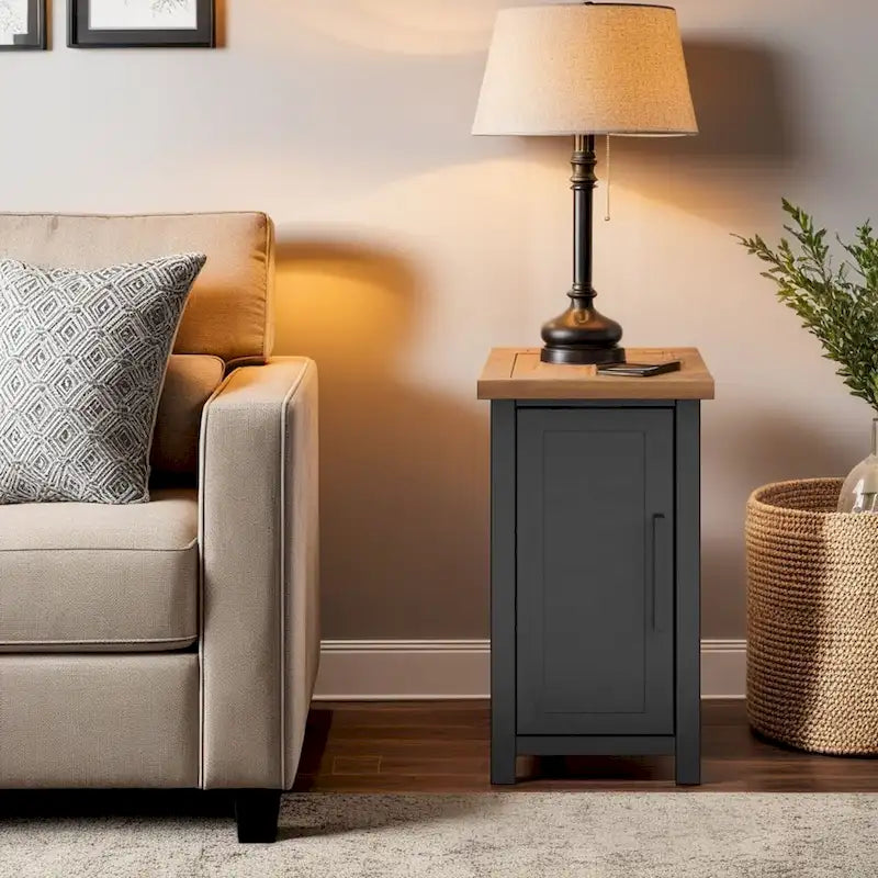 Bridgevine Home Modern Farmhouse 14 inch Chairside Table, No Assembly Required, Two-Tone Finish