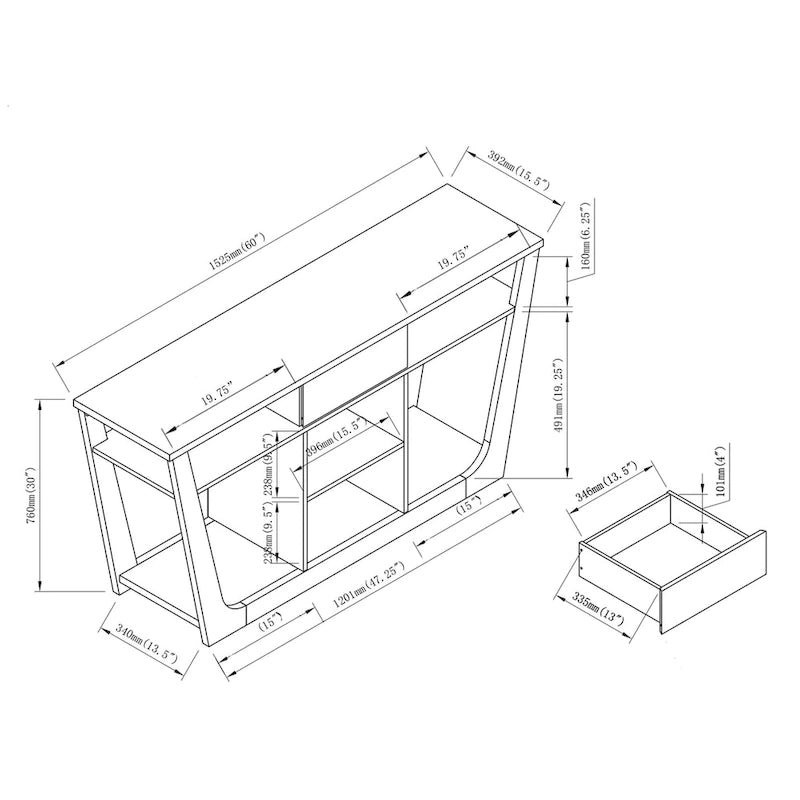 Dionte Modern 60-inch 6-Shelf 1-Drawer TV Console by Furniture of America