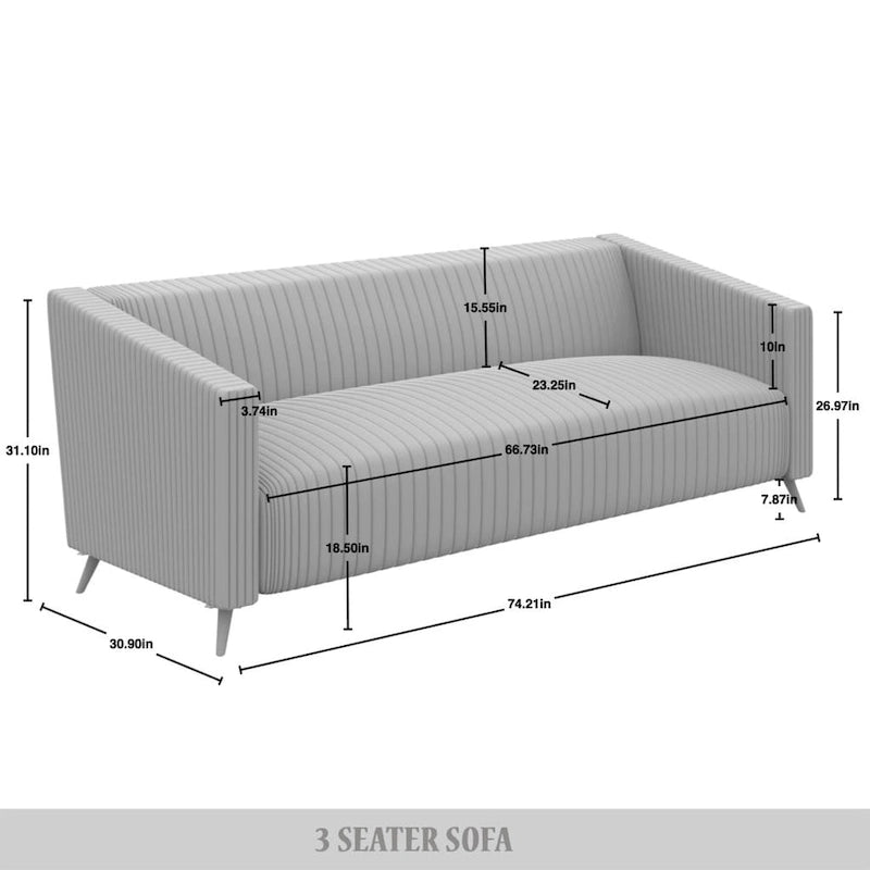 CraftPorch Corduroy Modern and Glamorous Velvet Upholstered 3-Piece Living Room Set