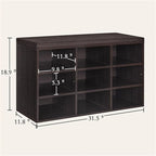 Shoe Storage Bench with 9 Cubbies - 11.8D x 31.5W x 18.9H