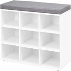 Shoe Storage Bench with 9 Cubbies - 11.8D x 31.5W x 18.9H