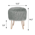 Adeco Vanity Stool Chair Soft Furry Footrest Stool Make Up Ottoman