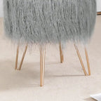 Adeco Vanity Stool Chair Soft Furry Footrest Stool Make Up Ottoman