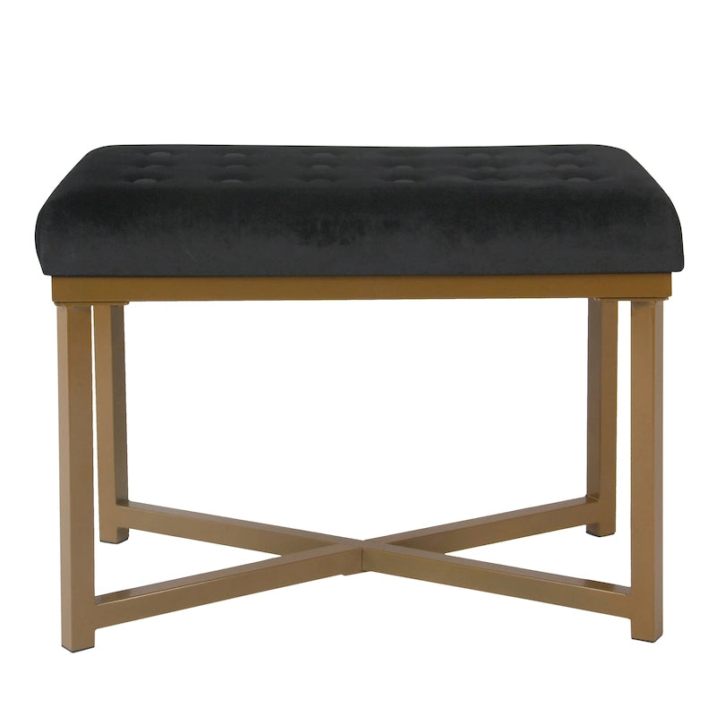 Silver Orchid Sid Velvet Tufted Ottoman
