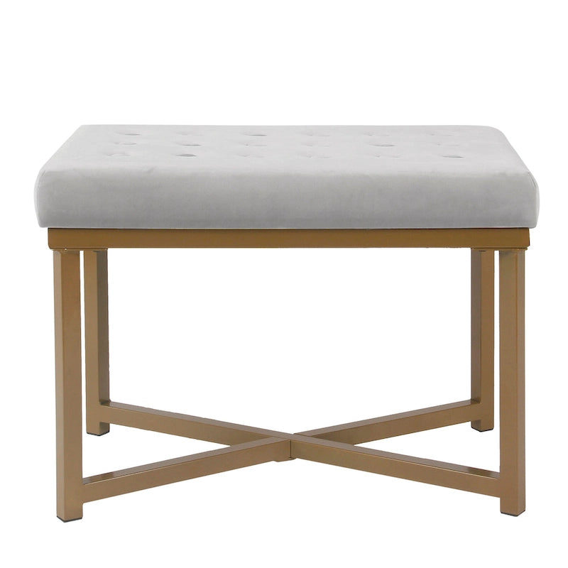 Silver Orchid Sid Velvet Tufted Ottoman