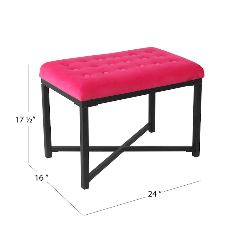 Silver Orchid Sid Velvet Tufted Ottoman