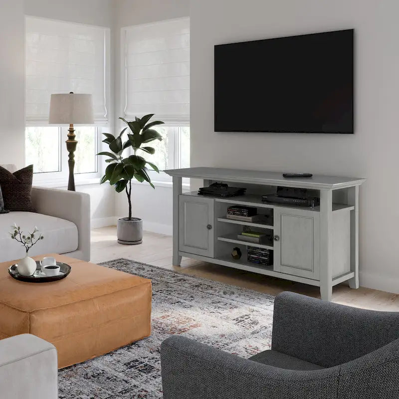 WYNDENHALL Halifax 54 inch Wide Solid Wood Transitional TV Stand - 54 W x 18.9 D x 31.9 H