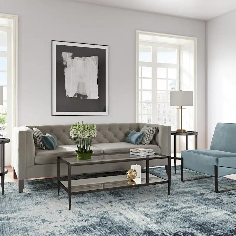 Hera 45 Wide Rectangular Coffee Table with Mirror Shelf